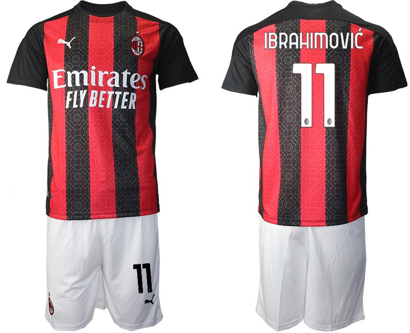 Men 2020-2021 club AC milan home #11 red Soccer Jerseys